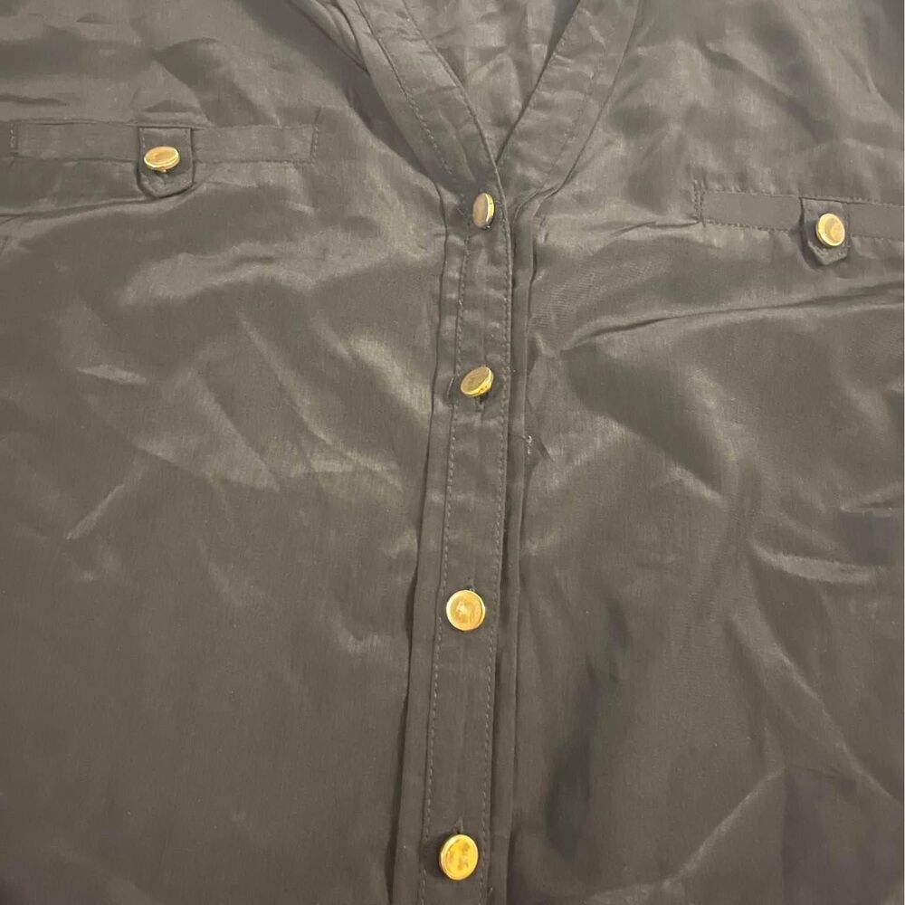 notations black womens blouse with buttons - Picture 3 of 5